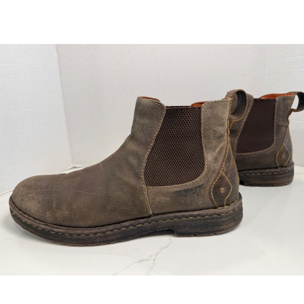 Born Mens Brown Leather Suede Chelsea Boots Distressed Ankle H43716 Size 13